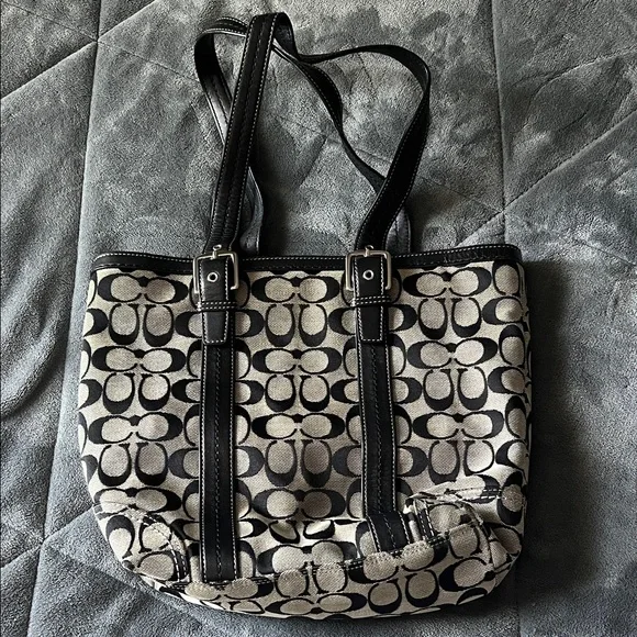 Coach Black and Grey Signature Tote - Picture 2 of 3
